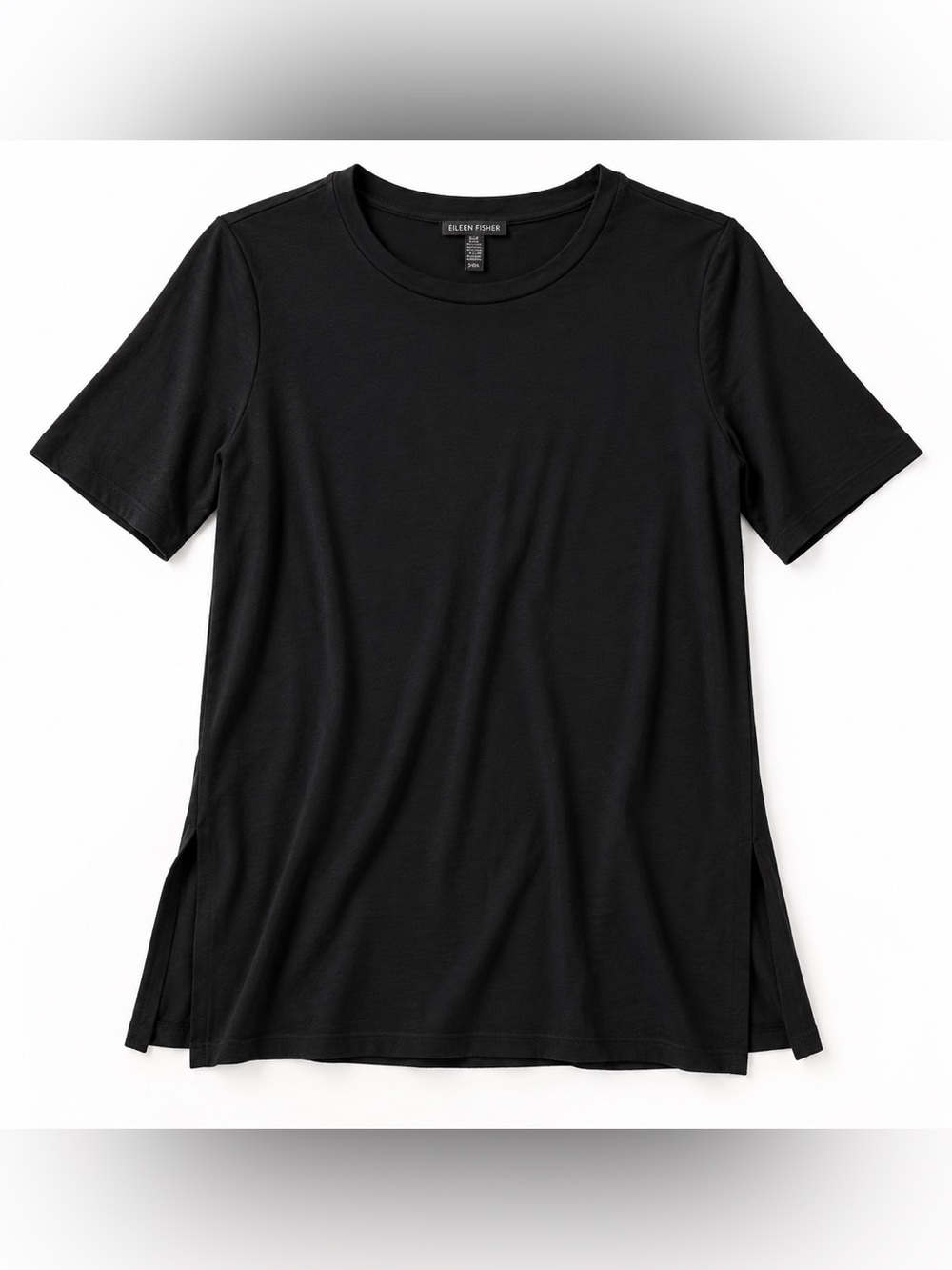 Eileen Fisher Black Short-Sleeve Crewneck Tee